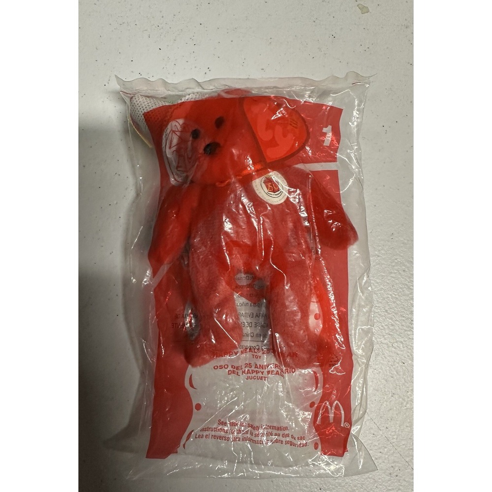 Ty McDonald's 25th Anniversary Happy Meal Bear Teenie Beanie Baby Toy 2004 #1